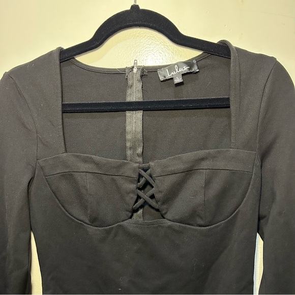 Lulu’s Set for Style Black Long Sleeve Bustier Bodysuit Size Large - Picture 5 of 12
